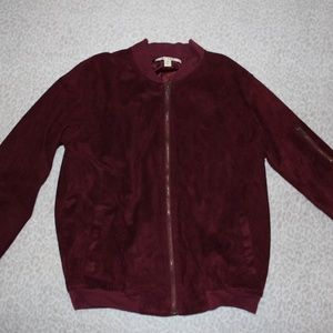 Faux Suede Bomber Jacket